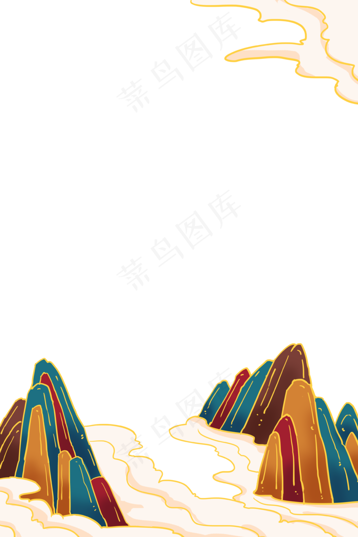 国潮高山边框(3545X5315(DPI:299))psd模版下载