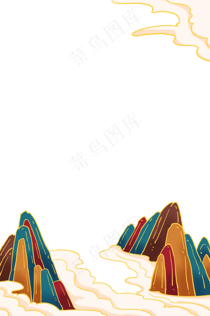 国潮高山边框(3545X5315(DPI:299))psd模版下载