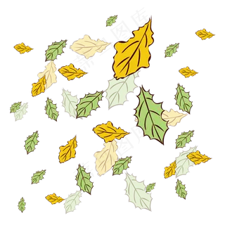 手绘植物树叶漂浮的叶子
