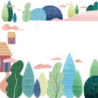 森林装饰树林植物边框PNG