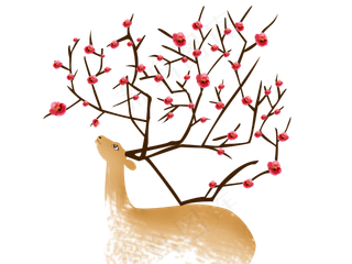 唯美水彩梅花鹿
