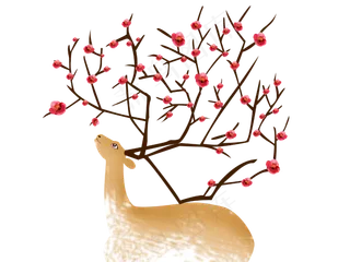 唯美水彩梅花鹿