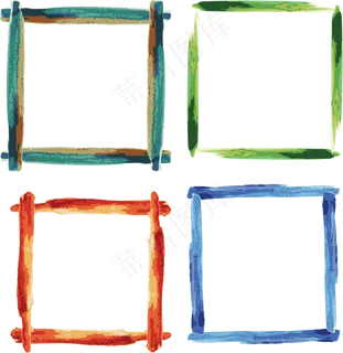 油画笔触彩色方形规则装饰创意边