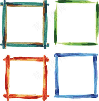 油画笔触彩色方形规则装饰创意边
