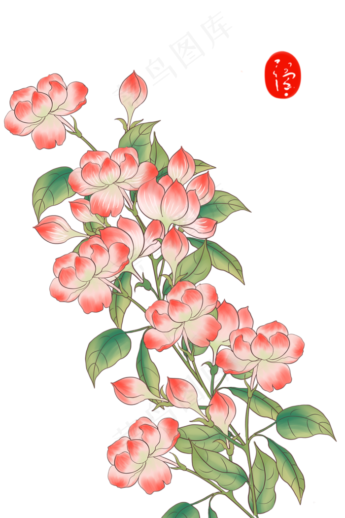 古风花朵(1024X1536(DPI:299))psd模版下载