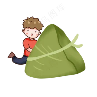 端午节传统节日吃粽子的男孩