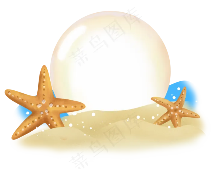 夏天沙滩海浪海星装饰边框,免抠元素