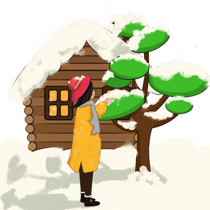 大雪二十四节气雪花树人物png,免抠元素(2000*2000px 300 dpi )psd模版下载