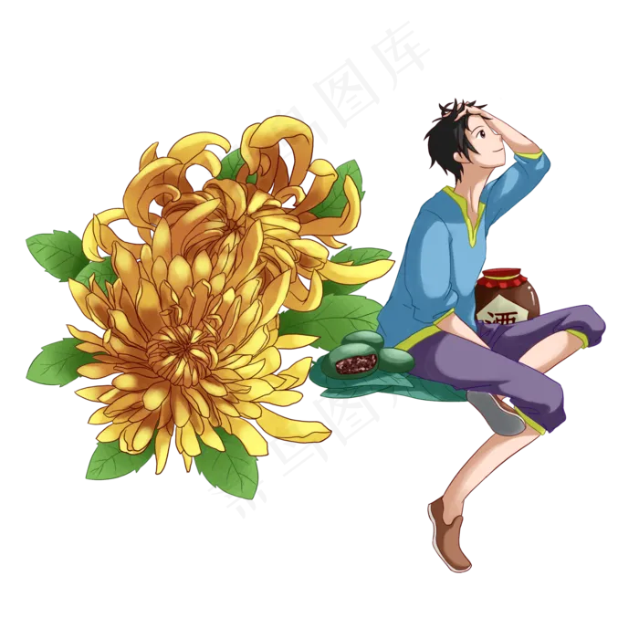 清明节男孩菊花(2000X2000(DPI:300))psd模版下载