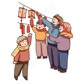 元宵节逛灯会猜灯谜,免抠元素