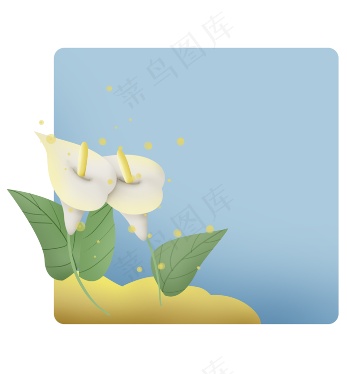 马蹄莲方形标题框(2000X2158(DPI:299))psd模版下载