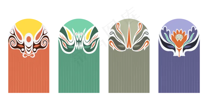 中国风京剧脸谱(6284*3168px 300 dpi )ai矢量模版下载