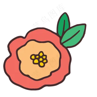 橙色的动漫花朵免抠图