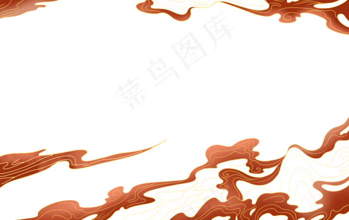红色金边祥云边框,免抠元素(2000*1259px 300 dpi )psd模版下载