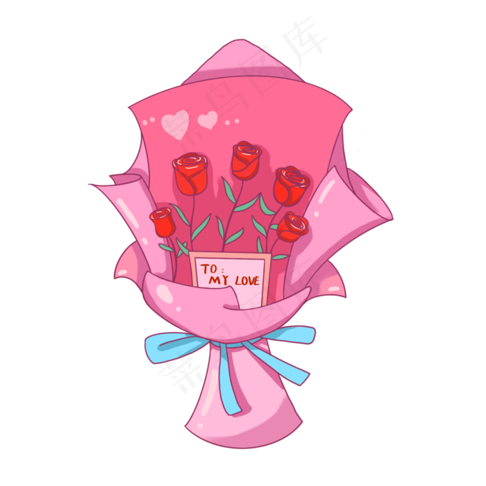 情人节玫瑰花束插画