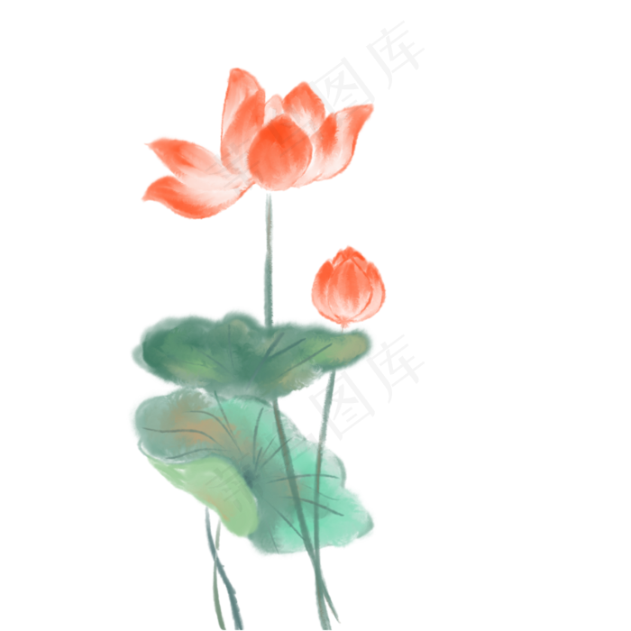 荷花小清新夏天免抠元素(3000X3000(DPI:132))psd模版下载