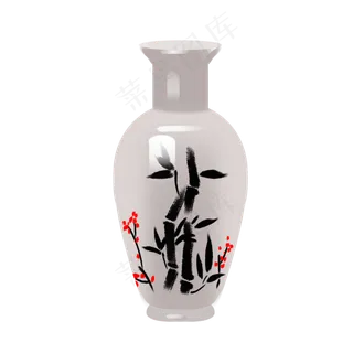 中国风古典印花花瓶,免抠元素