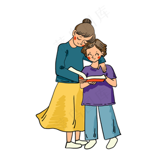 矢量免抠卡通可爱母亲节妈妈和女