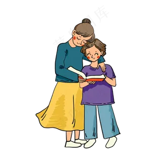 矢量免抠卡通可爱母亲节妈妈和女