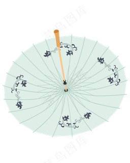 矢量卡通油纸雨伞,免抠元素