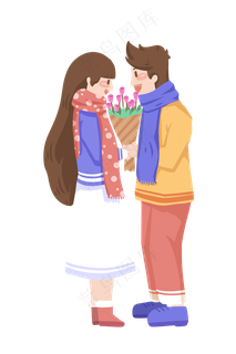 情人节松玫瑰卡通手绘扁平人物