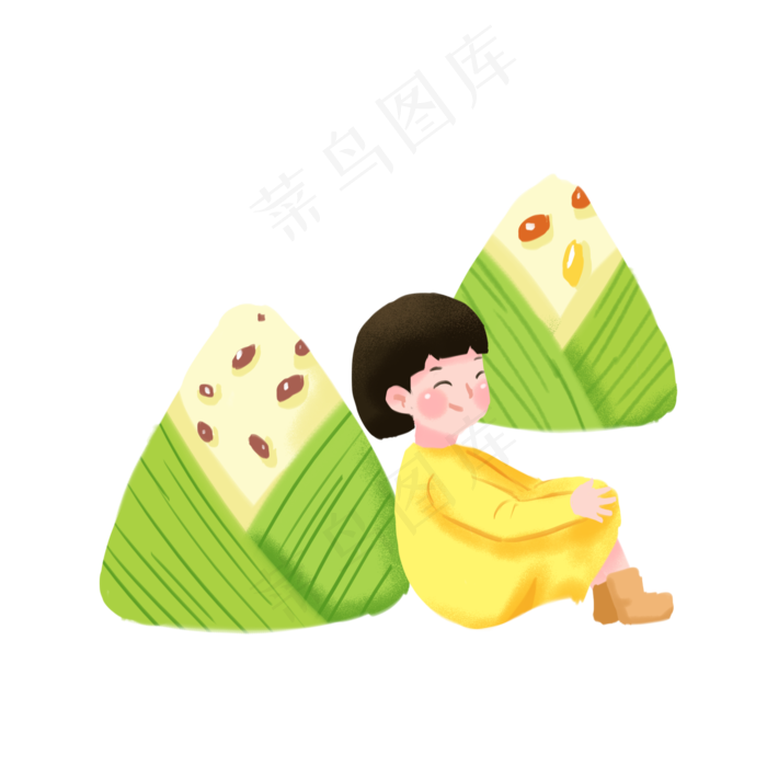 端午节手绘插画吃粽子元素