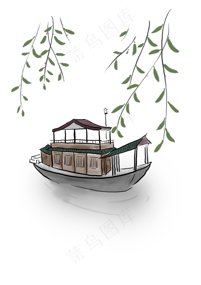 中国水墨古风船只,免抠元素(3508X4961(DPI:300))psd模版下载