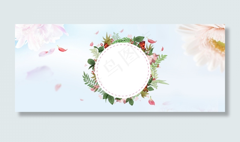 简约清新妇女节女王节女神节鲜花边框背景