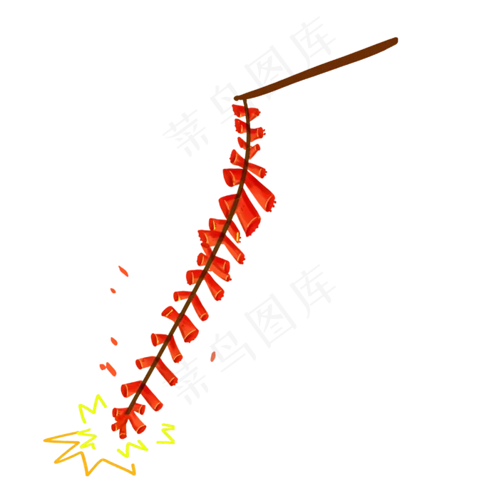 手绘一挂鞭炮,免抠元素(3000X3000(DPI:72))psd模版下载