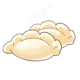 灰色手绘水饺食物元素,免抠元素