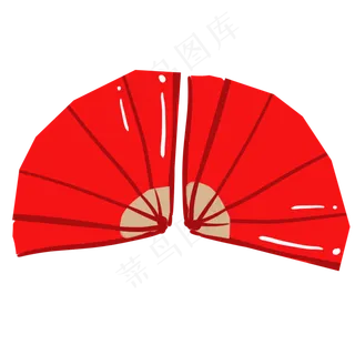 红色圆弧扇子元素,免抠元素