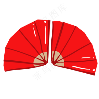 红色圆弧扇子元素,免抠元素
