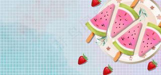 夏季西瓜冰棒手绘卡通banner