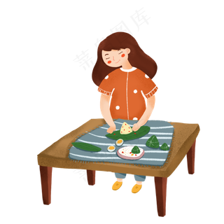 传统习俗包粽子人物素材