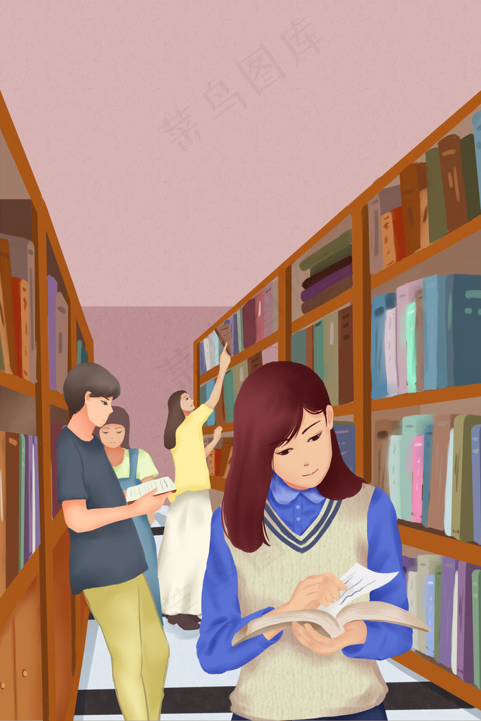 在图书馆学习的学生们(3545X5315(DPI:300))psd模版下载