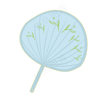 卡通叶子蓝色蒲扇