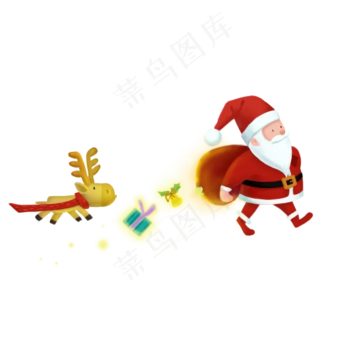 麋鹿圣诞节圣诞老人礼物麋鹿平安,免抠元素(3500X3500(DPI:300))psd模版下载