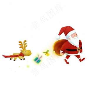 麋鹿圣诞节圣诞老人礼物麋鹿平安,免抠元素