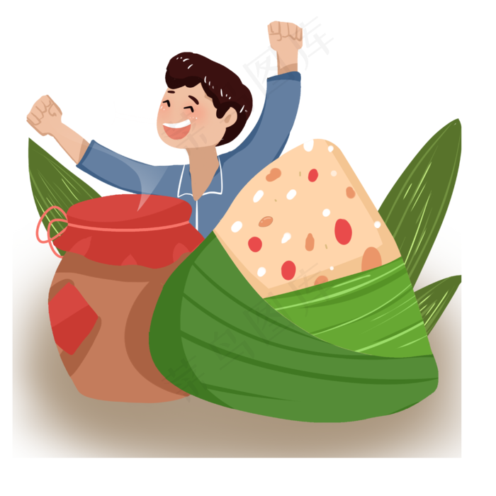 端午节男孩与粽子素材