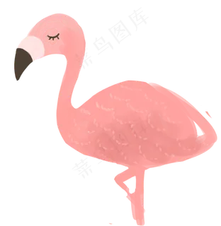 卡通手绘粉色火烈鸟,免抠元素