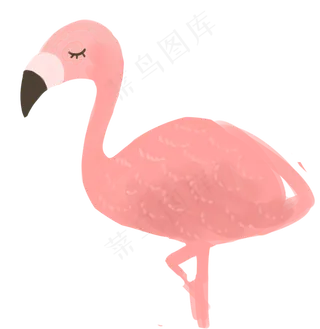 卡通手绘粉色火烈鸟,免抠元素