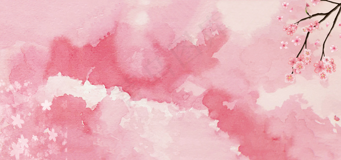 水墨樱花淡雅浪漫旅游海报背景