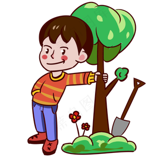 植树节快乐的男孩