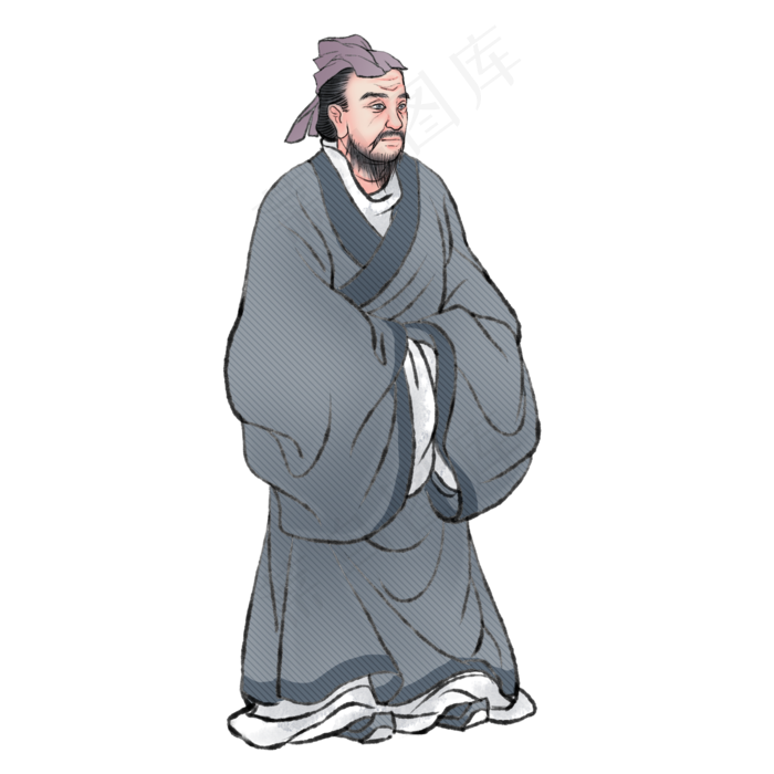 郦道元国学古人古风人物,免抠元素(2000X2000(DPI:300))psd模版下载