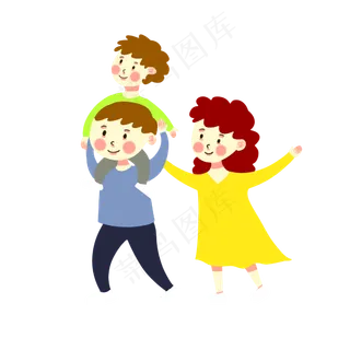 手绘矢量免抠卡通可爱一家三口秋