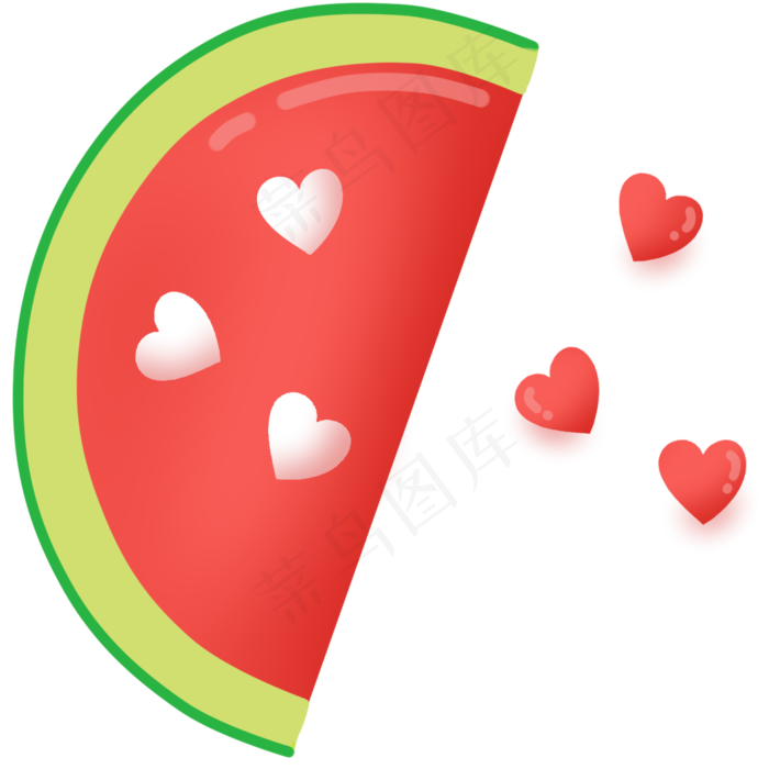 水彩手绘水果西瓜桃心