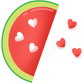 水彩手绘水果西瓜桃心