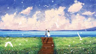 夏日情侣天空唯美梦幻治愈大场景