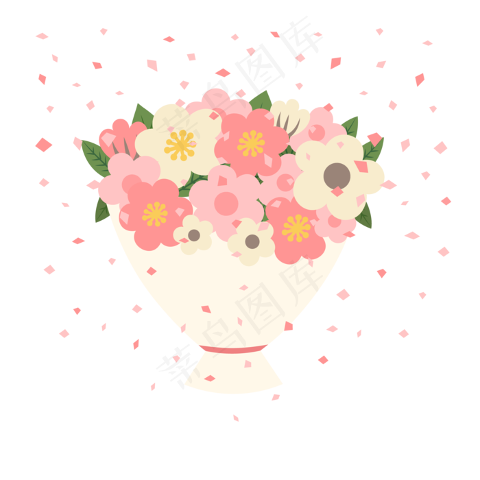 情人节女神节唯美花束元素,免抠元素(2000*2000px)ai矢量模版下载