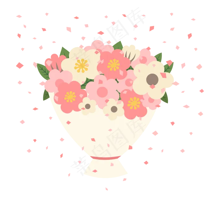 情人节女神节唯美花束元素,免抠元素(2000*2000px)ai矢量模版下载